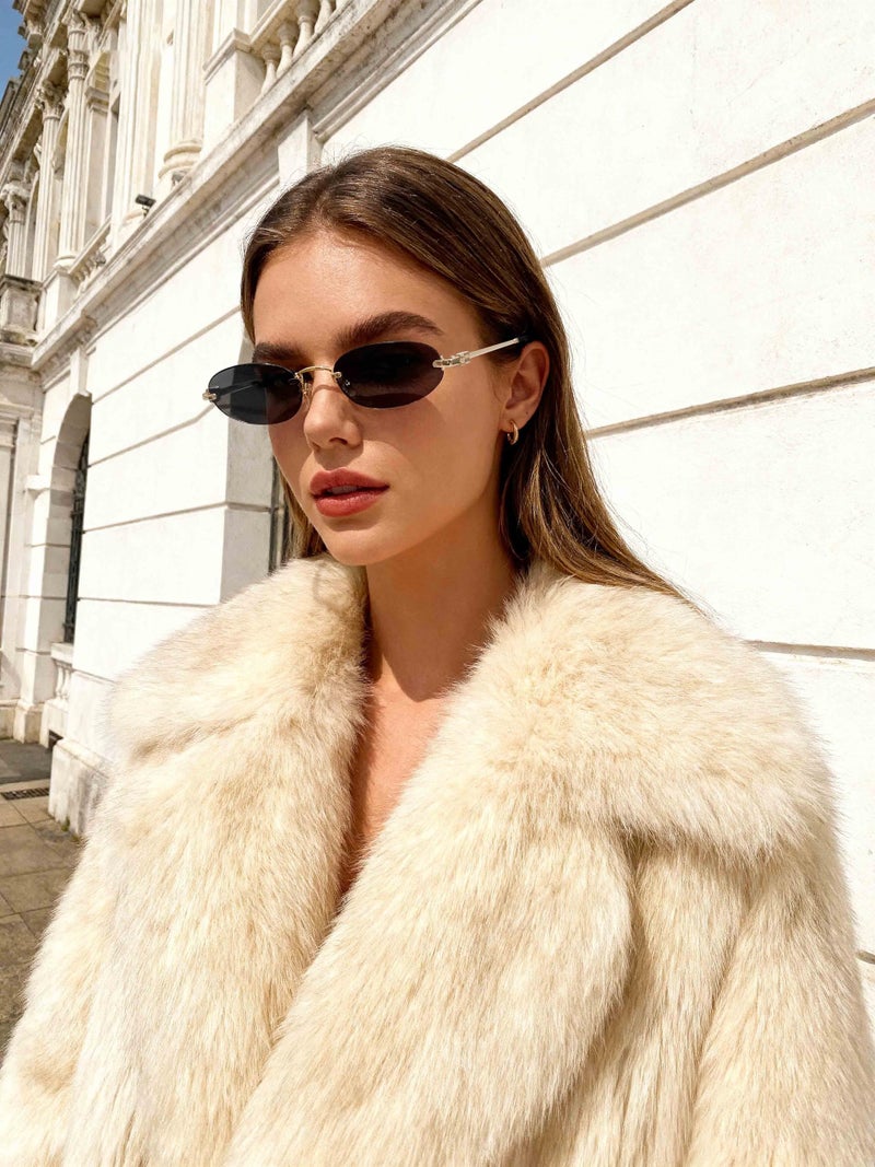 TYA Retro Small Oval Sunglasses for Women Men, 2026 Trendy Rimless Sun Glasses Fashion Narrow Shades Y2K Designer Sunnies - Image 3