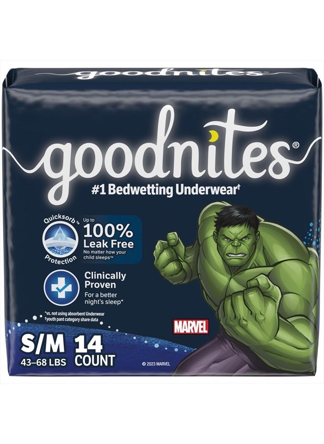 GoodNites Goodnites Boys' Nighttime Bedwetting Underwear, Size S/M (43-68 lbs), 14 Ct, Packaging May Vary  - Image 1