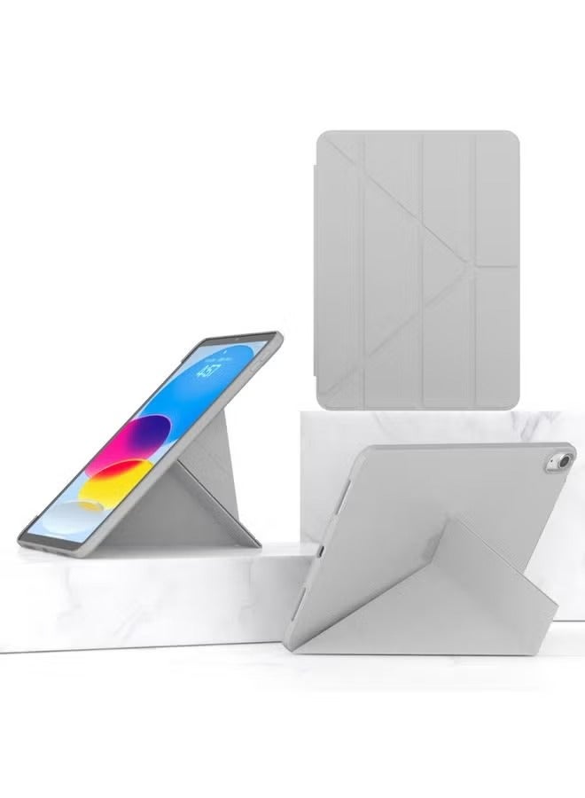 بروماس حافظة لجهاز iPad 10th Gen 10.9 2022 حافظة كمبيوتر لوحي ذكية مصنوعة من جلد TPU متعددة الطي باللون الرمادي