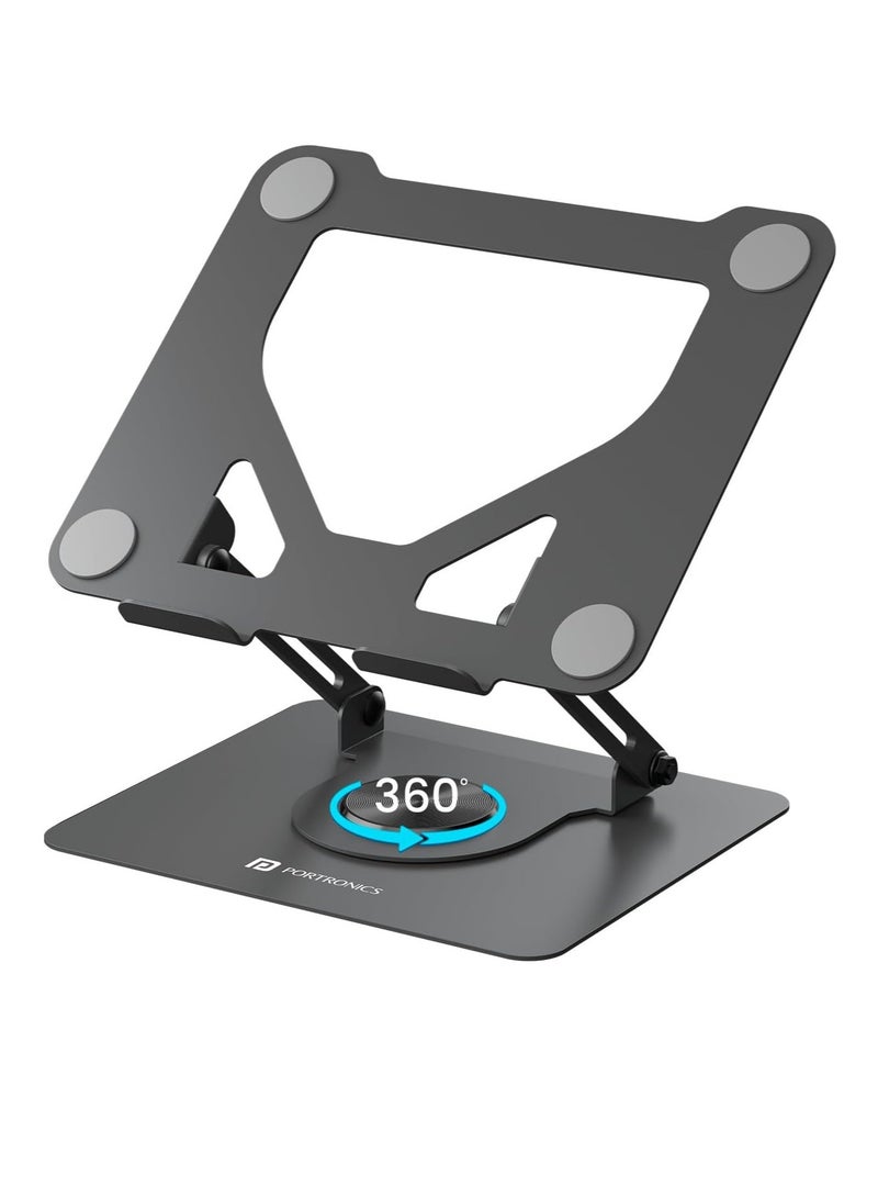 MyBuddy K11 Metal Laptop Stand 360 Degree Rotation Adjustable Height and Angle Foldable Design Good Airflow Carbon Steel Frame Max Weight 10kg for Laptops MacBook Black - Image 1