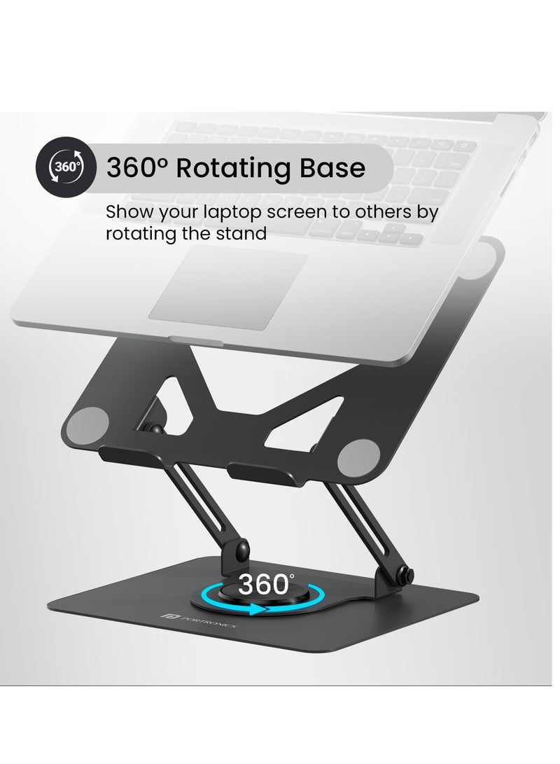MyBuddy K11 Metal Laptop Stand 360 Degree Rotation Adjustable Height and Angle Foldable Design Good Airflow Carbon Steel Frame Max Weight 10kg for Laptops MacBook Black - Image 2