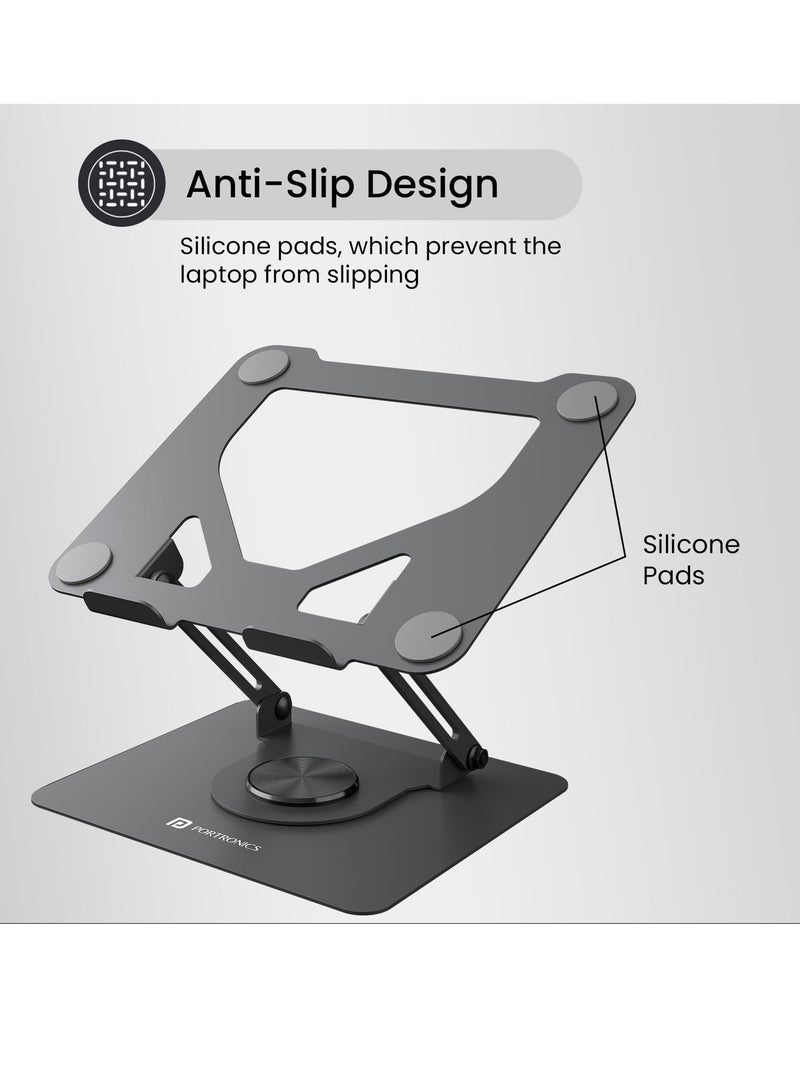 MyBuddy K11 Metal Laptop Stand 360 Degree Rotation Adjustable Height and Angle Foldable Design Good Airflow Carbon Steel Frame Max Weight 10kg for Laptops MacBook Black - Image 5