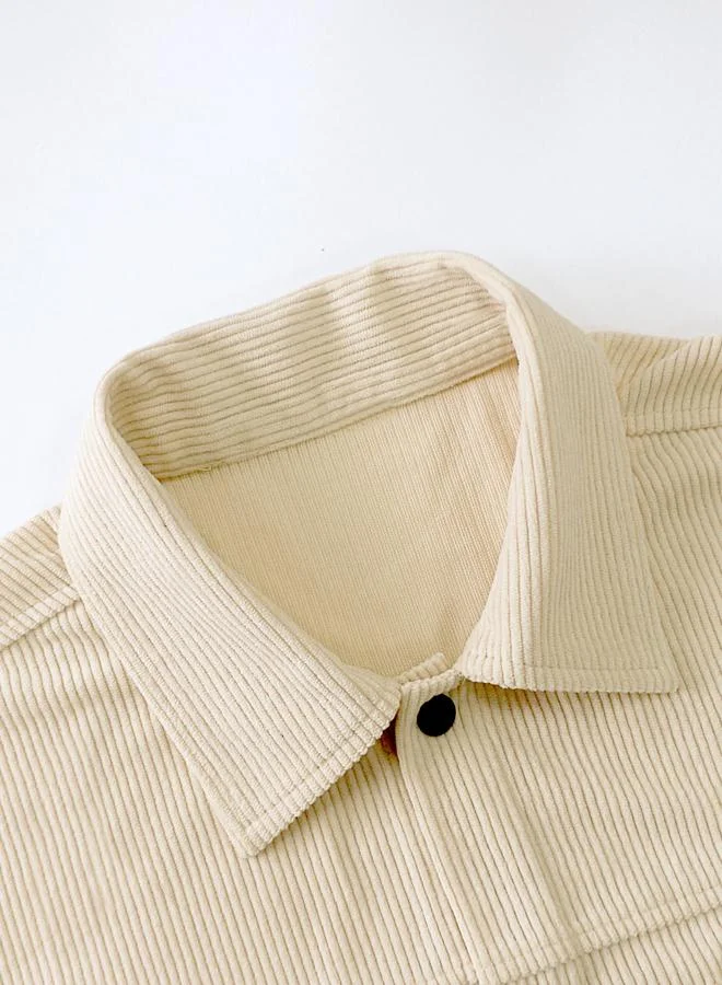 تايك تو سترة رجالية بيج من الكوردروي بأزرار أمامية