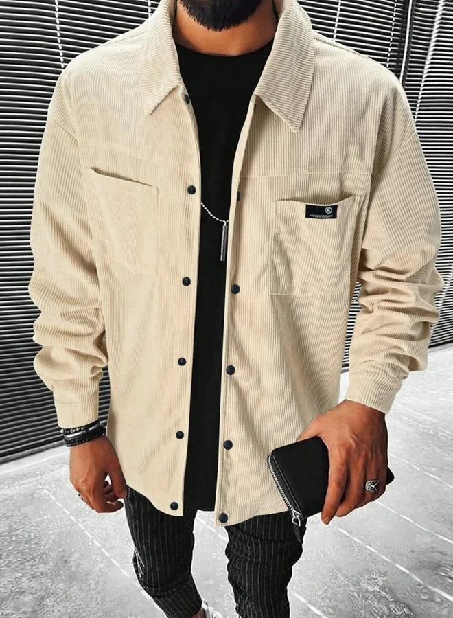 Take Two Take Two Men Beige Corduroy Button-Down Jacket