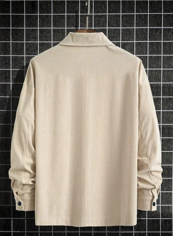 Take Two Take Two Men Beige Corduroy Button-Down Jacket