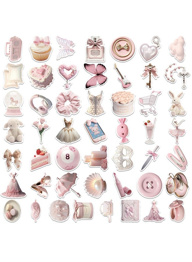 Beyond 50Pcs Girls Gentle Ballet Pink Sticker, Pink Aesthetic Graffiti Sticker for Kids Teens, Cute Pink Laptops Decals for Water Bottles Journal Bag Phone  - Image 5