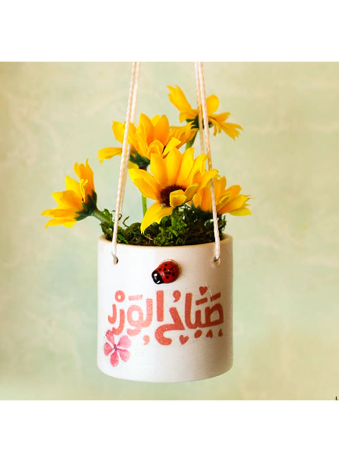 بوت نبات زرع صناعي - أوف وايت - 8*6 سم