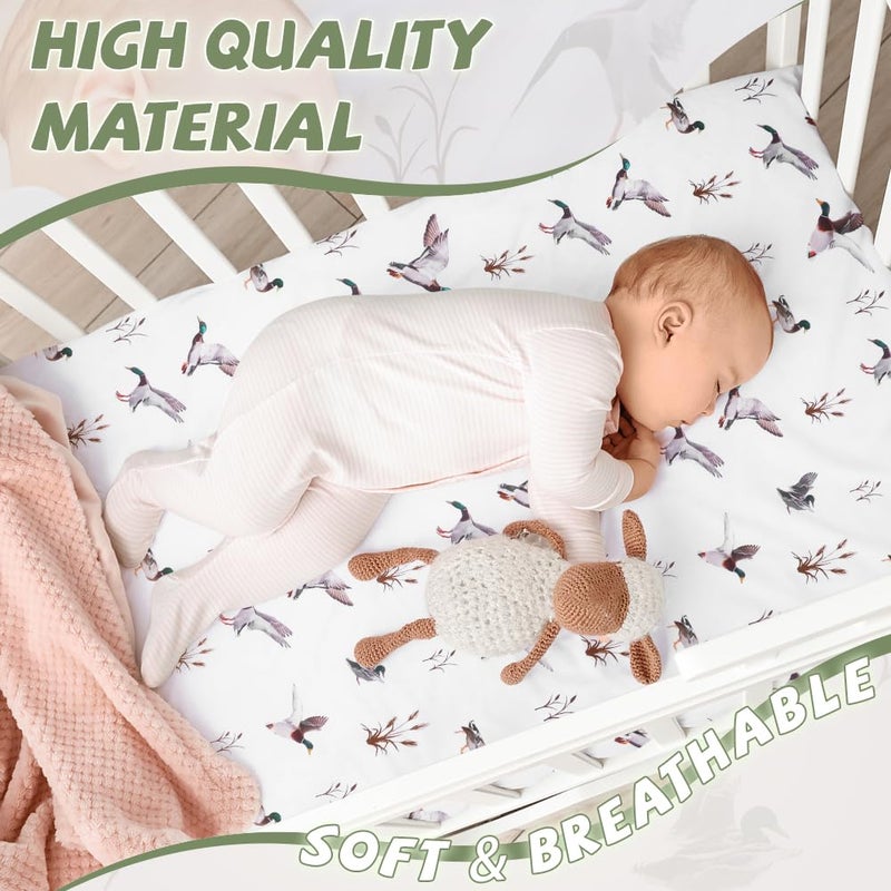 EUBUY 6PCS Mallard Duck Crib Sheets for Baby, Lightweight and Breathable Reusable Crib Toddler Bed Sheet for Standard Mattress Gift Set - Image 4