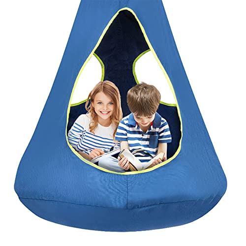 SUCHDECO Kids Nest Swing Chair Hanging Hammock Chair Nest Hammock Swing Chair for Outdoor and Indoor32 D x 52 HDetachable Play Tent Swing for Child Sensory Swing for Kids Age from 312 YearsBlue - Image 1