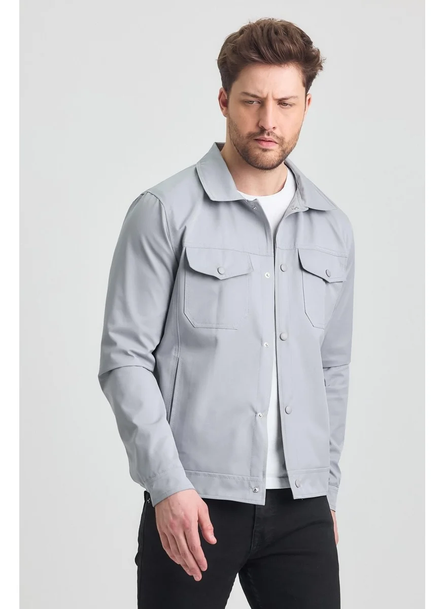Sivaist Gray Men's Cotton Polyester Blend Water and Windproof Seasonal & Summer Coat
