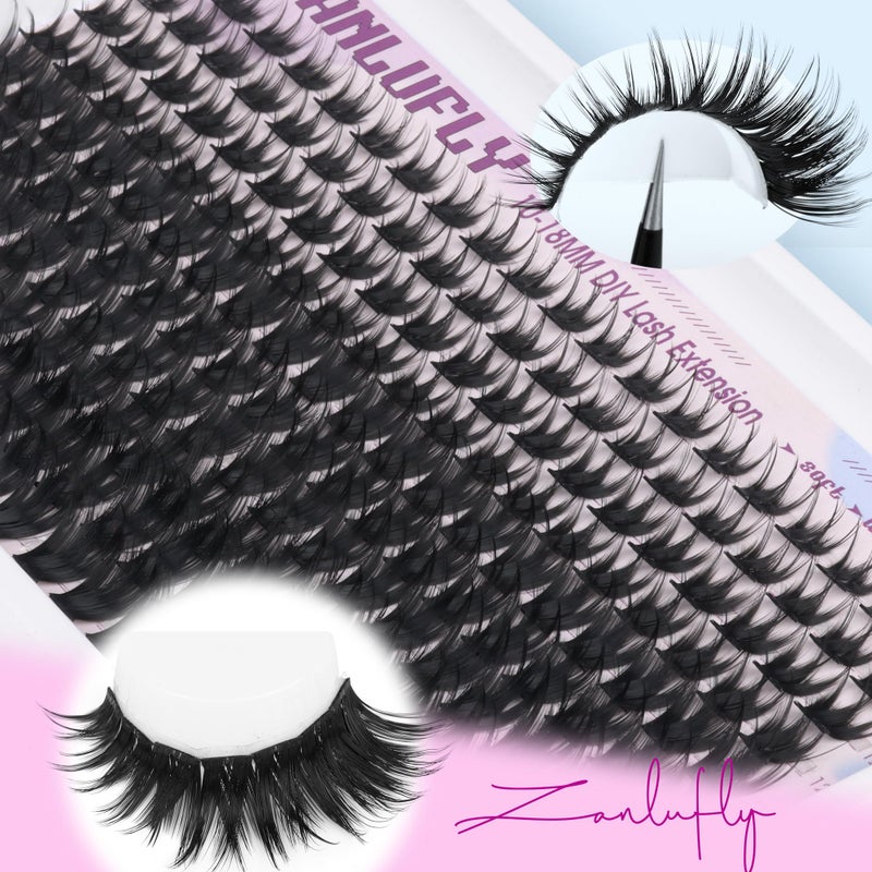 zanlufly Wispy Lash Clusters Natural Lash Extensions D Curly Eyelash Clusters DIY Eyelash Extensions 10-18MM Cluster Eyelash Extensions 180Pcs Individual Cluster Lashes by ZANLUFLY - Image 5