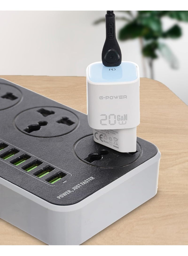 جي باور شاحن سريع G-Power GP-C24 بمنفذ USB-C واحد بقوة 20 وات من Qualcomm متوافق مع iPhone 16/14/14 Plus/14 Pro/14 Pro Max/13، Samsung، Xiaomi، Pixel 4/3، iPad/iPad - أزرق - Image 4
