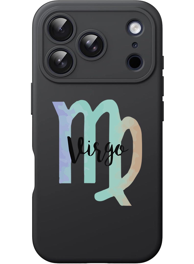 Theodor Protective Slim Fit Case Liquid Silicone Cover with Full Body Protection Anti-Scratch Shockproof Case For Apple iPhone 17 Pro (Black) Virgo-01 - White - Image 1