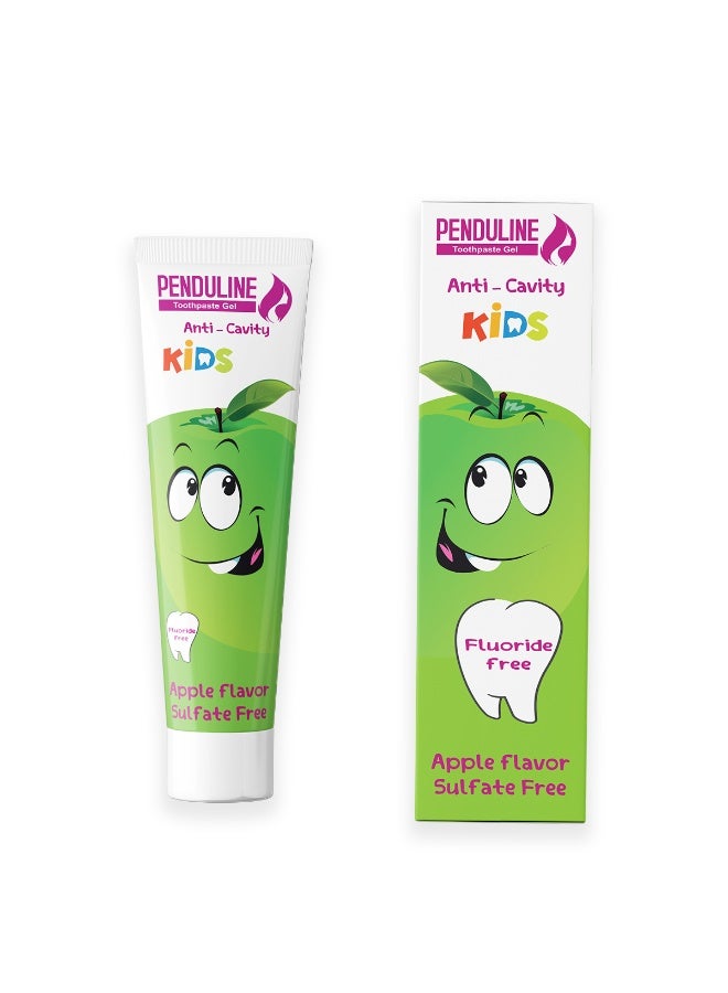 بيندولين بندولين معجون أسنان بطعم التفاح الاخضر للأطفال 75 مل | آمن من عمر سنتين | فراولة | خالٍ من الفلورايد | خالٍ من السلفات - Image 1