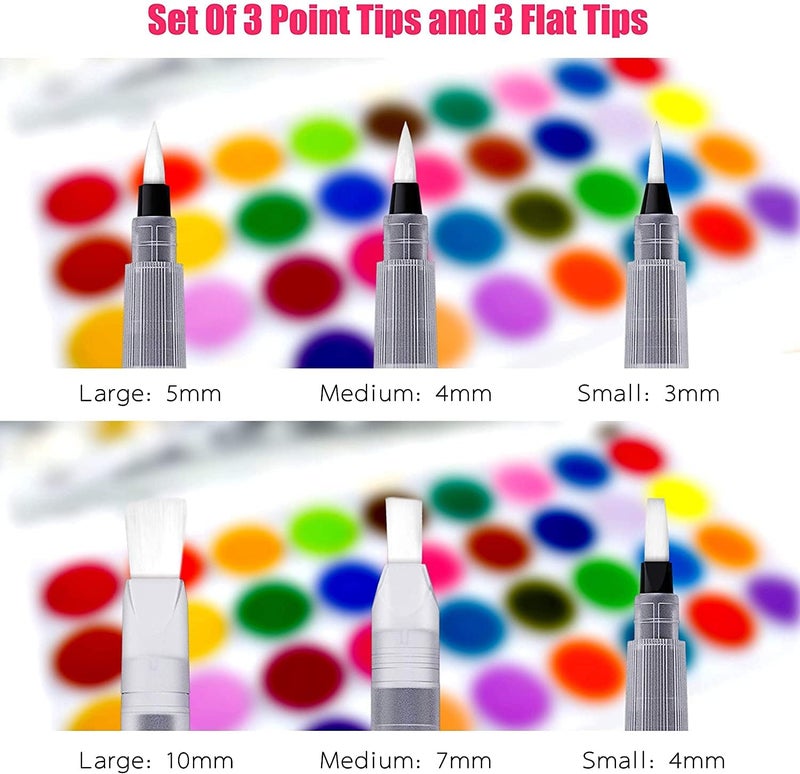 Hidak أقلام فرشاة الماء هيداك مجموعة 6 قطع مع نصائح قلم خزان الماء للرسم بالألوان المائية والرسم الزيتي والأكريليك والخط - Image 5