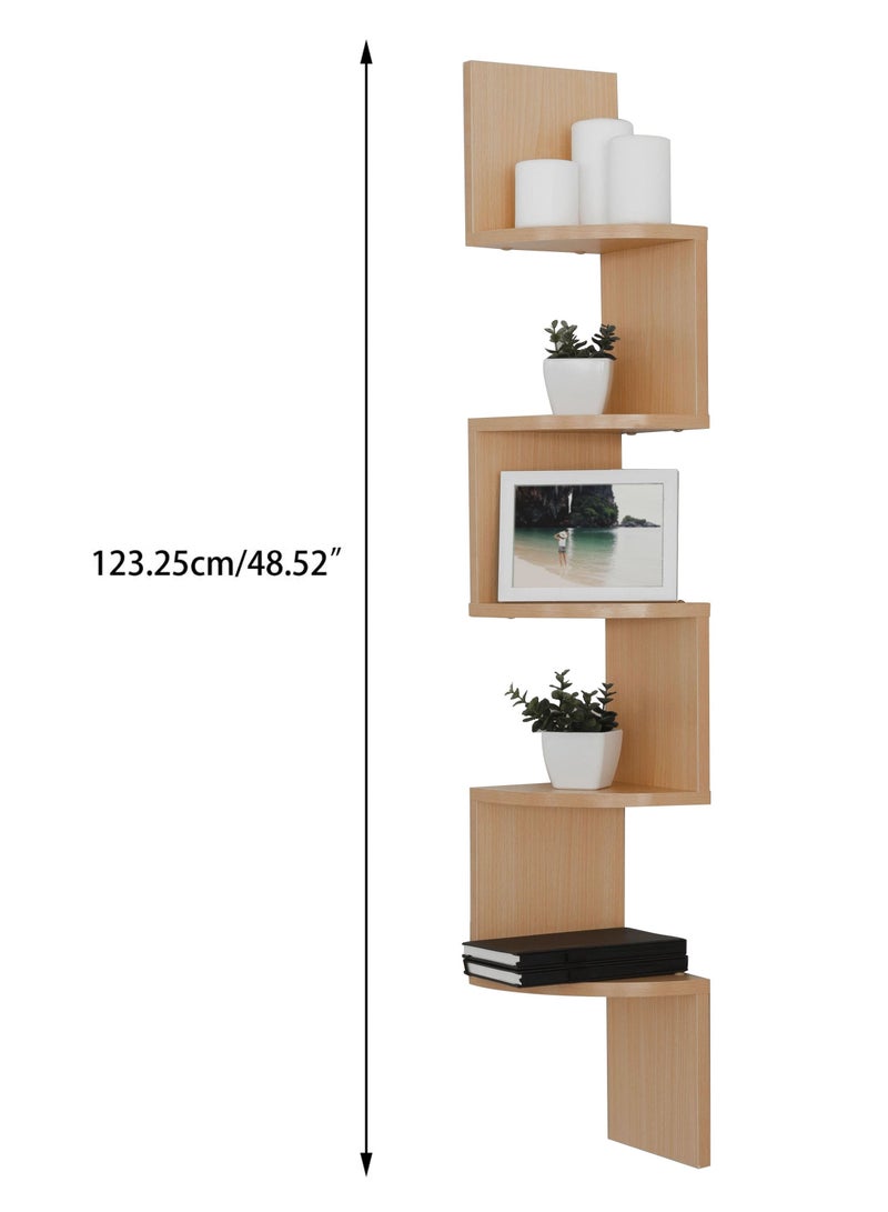 Home Gallery zig zag Shelves Corner 5 Tier natural wood - Image 2