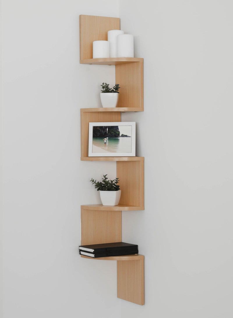 Home Gallery zig zag Shelves Corner 5 Tier natural wood - Image 1