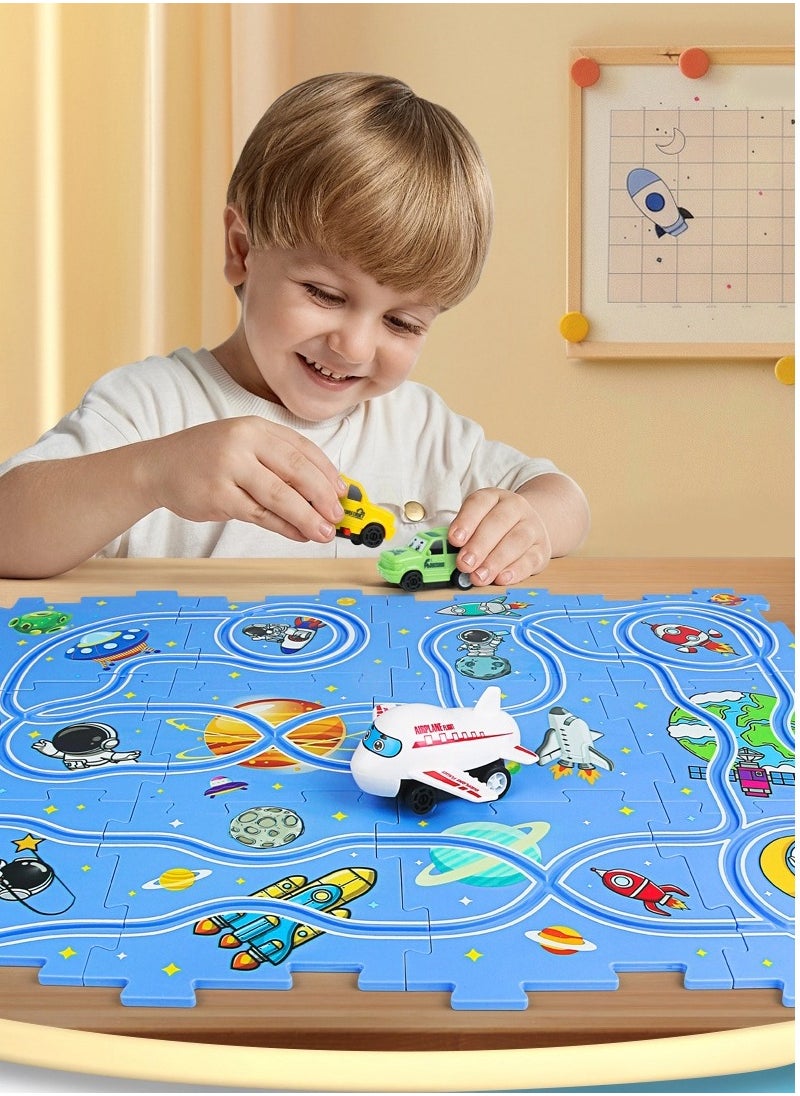 Railcar Play Set, Plastic Puzzles for Kids Ages 3-5 with Vehicles, Electric Trolley Puzzle, Car Tracks for Toddlers, Toys Gifts for 2 3 4 5 6 Year Old Boys Girls  - Image 5