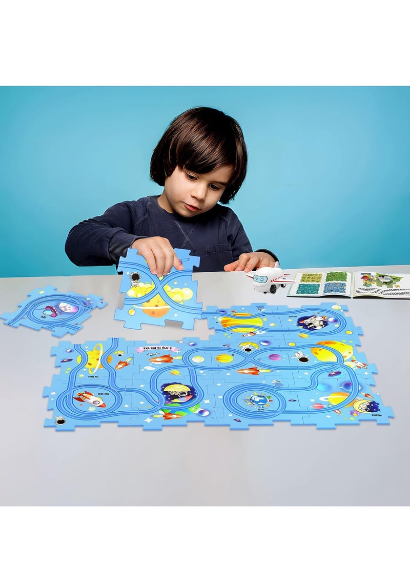 Railcar Play Set, Plastic Puzzles for Kids Ages 3-5 with Vehicles, Electric Trolley Puzzle, Car Tracks for Toddlers, Toys Gifts for 2 3 4 5 6 Year Old Boys Girls  - Image 3