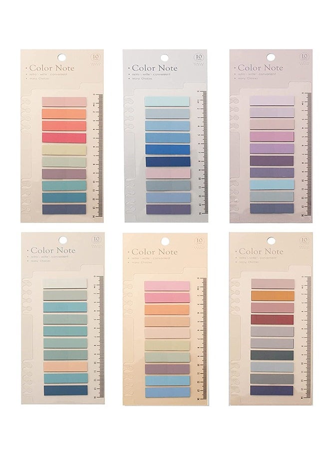 Generic - 1200Pcs Sticky Tabs Sticky Index Tabs with Transparent Soft Ruler, 6 Sheets Colorful Page Markers, Writable Page Labels Clear Index Tabs Translucent Index Stickers for Page Marking Classified File Books Office Supplies, Morandi Color - Image 1