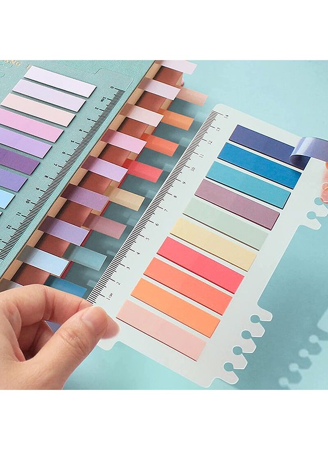 Generic - 1200Pcs Sticky Tabs Sticky Index Tabs with Transparent Soft Ruler, 6 Sheets Colorful Page Markers, Writable Page Labels Clear Index Tabs Translucent Index Stickers for Page Marking Classified File Books Office Supplies, Morandi Color - Image 1