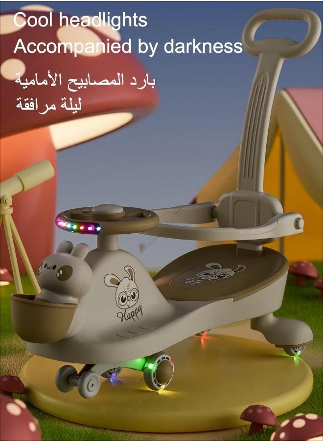 null - Ride On Toys Children's Swing Car With Music And Lighting Children's Toys Raise The Backrest Height Push Handle With Guardrail Anti Rollover Suitable For Children Aged 1-6 Boys And Girls - Image 1