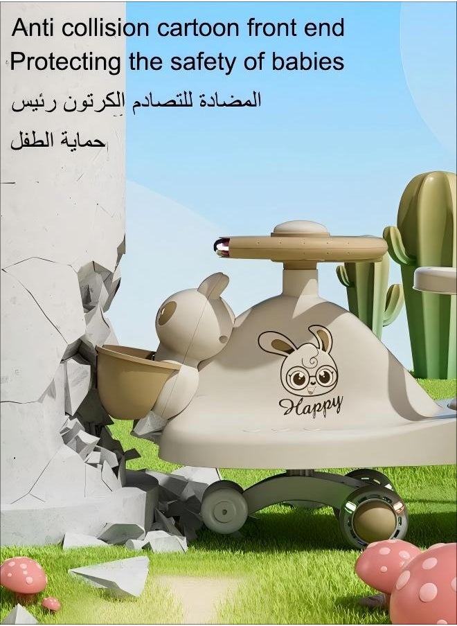 null - Ride On Toys Children's Swing Car With Music And Lighting Children's Toys Raise The Backrest Height Push Handle With Guardrail Anti Rollover Suitable For Children Aged 1-6 Boys And Girls - Image 1