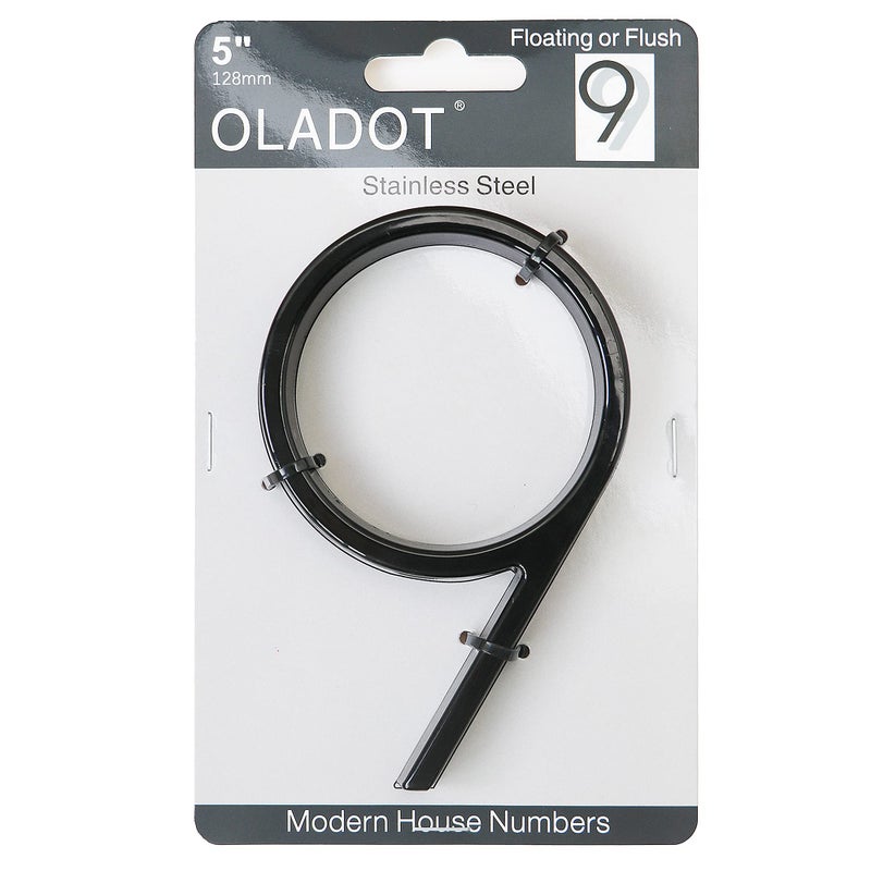 OLADOT 5"" Stainless Steel Floating House Number Metal Modern House Numbers Mailbox Decor Number With Nail Kit Coated Black (9) Or (6) - Image 2