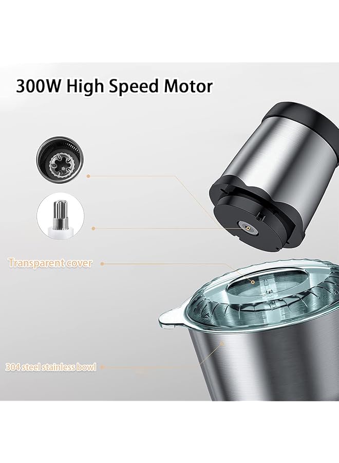 erorex Electric Meat Grinder Food Processor 3L Stainless Steel Meat Mixer Food Chopper For Meat Vegetables Fruits And Nuts With 4 Sharp Blades Stainless Steel Food Grinder For Meat 3L  - Image 4