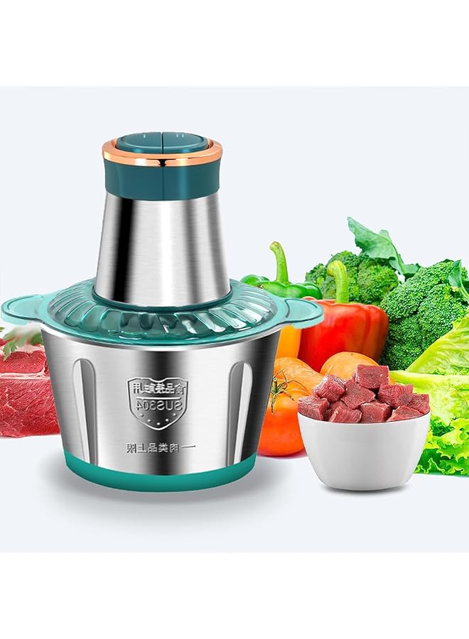 erorex Electric Meat Grinder Food Processor 3L Stainless Steel Meat Mixer Food Chopper For Meat Vegetables Fruits And Nuts With 4 Sharp Blades Stainless Steel Food Grinder For Meat 3L  - Image 1