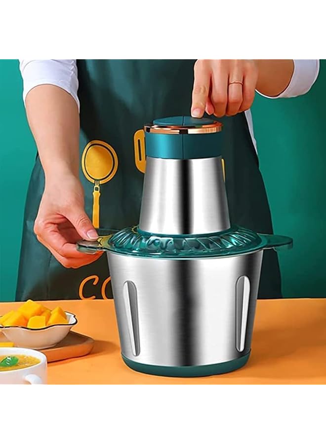 erorex Electric Meat Grinder Food Processor 3L Stainless Steel Meat Mixer Food Chopper For Meat Vegetables Fruits And Nuts With 4 Sharp Blades Stainless Steel Food Grinder For Meat 3L  - Image 5