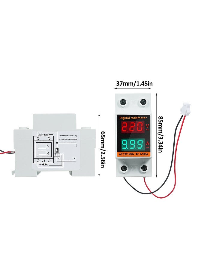 Generic Digital Single Phase Energy Meter with Transformer Multifunction Din Rail Power Meter AC20V~500V 0~99.9A Voltmeter Ammeter Voltage Amps Multimeter  - Image 4
