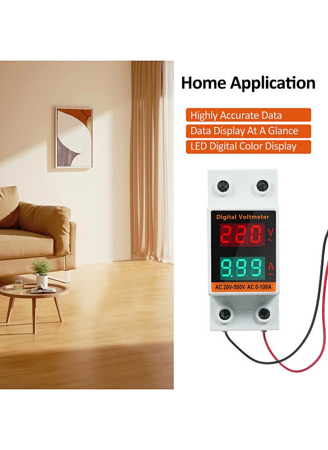 Generic Digital Single Phase Energy Meter with Transformer Multifunction Din Rail Power Meter AC20V~500V 0~99.9A Voltmeter Ammeter Voltage Amps Multimeter  - Image 3