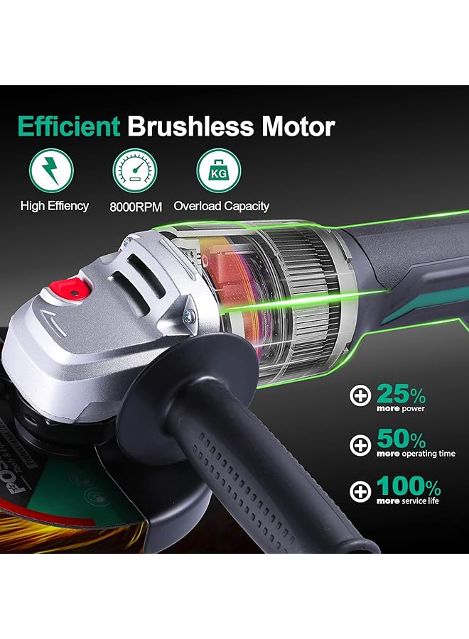 erorex Cordless Angle Grinder 20V Electric Cut Off Tool Grinder 4.0Ah Lithium Ion Battery And Fast Charger 8000Rpm Brushless Motor Battery Grinder For Cutting And Grinding - Image 4