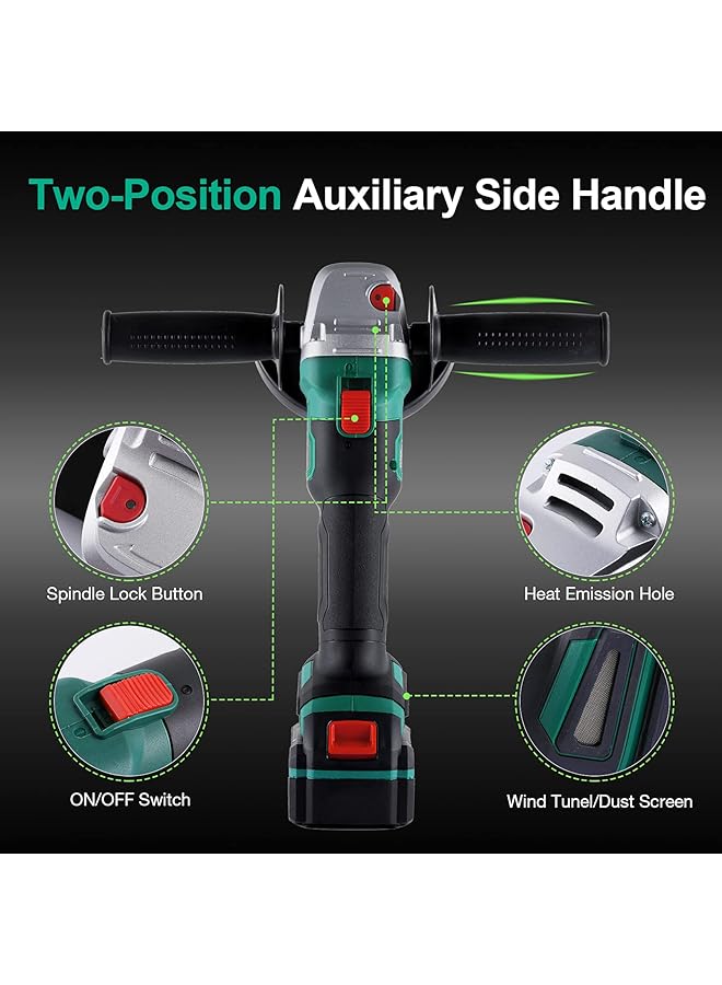 erorex Cordless Angle Grinder 20V Electric Cut Off Tool Grinder 4.0Ah Lithium Ion Battery And Fast Charger 8000Rpm Brushless Motor Battery Grinder For Cutting And Grinding - Image 5