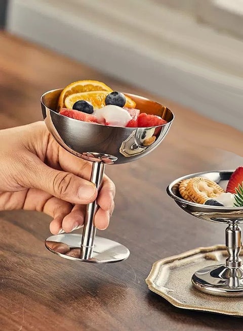 Ice Cream Cup, Food Grade Stainless Steel Stable Bottom Dessert Cup Reusable Goblet Ice Cream Bowl, Family Party Use