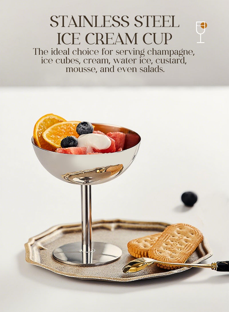 Ice Cream Cup, Food Grade Stainless Steel Stable Bottom Dessert Cup Reusable Goblet Ice Cream Bowl, Family Party Use - Image 2
