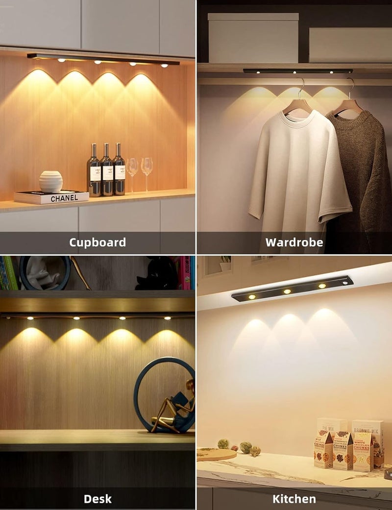 Desidiya® Under The Cabinet Lights 40 cm Motion Light Home Removable Dimmable USB Rechargeable Closet Wireless Under Counter Lights for Kitchen Counter, Stair Light (Pack of 1) - Image 2