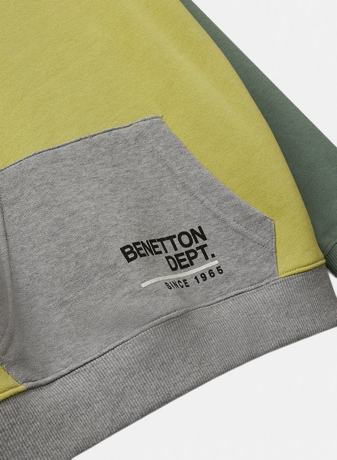 Benetton Boys Cotton hoodie with logo print - Image 2