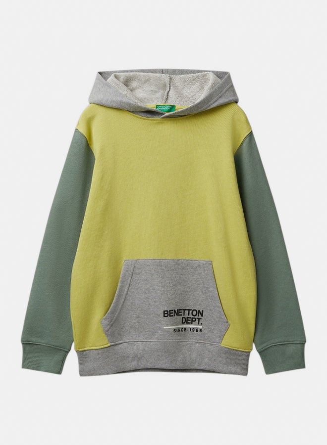 Benetton Boys Cotton hoodie with logo print - Image 1