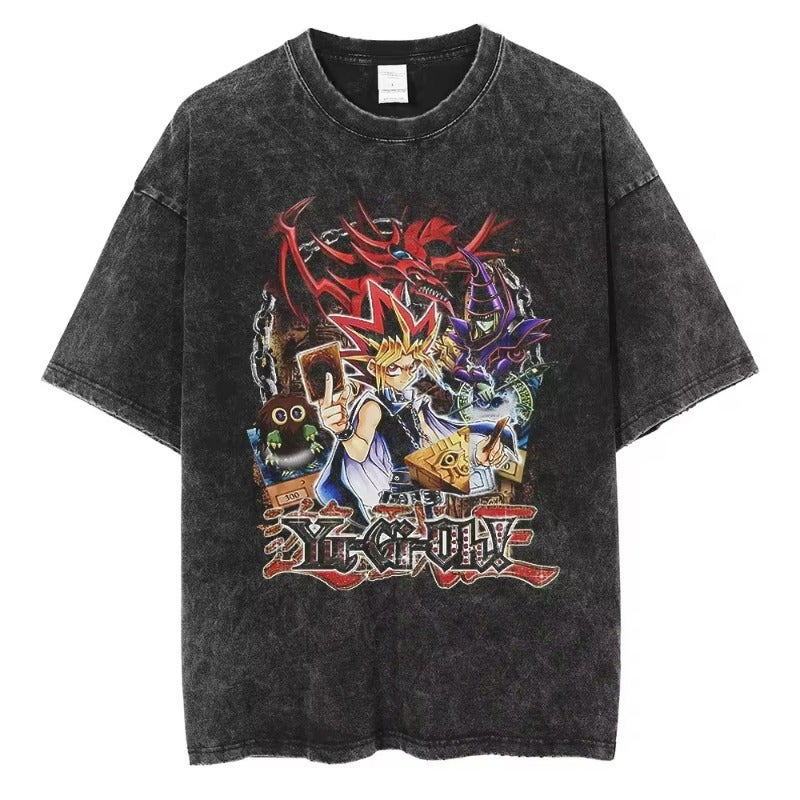 2025 Anime Yu-Gi-Oh Printed T-Shirt Retro Washed T-Shirt Independent Station New Style - Image 4