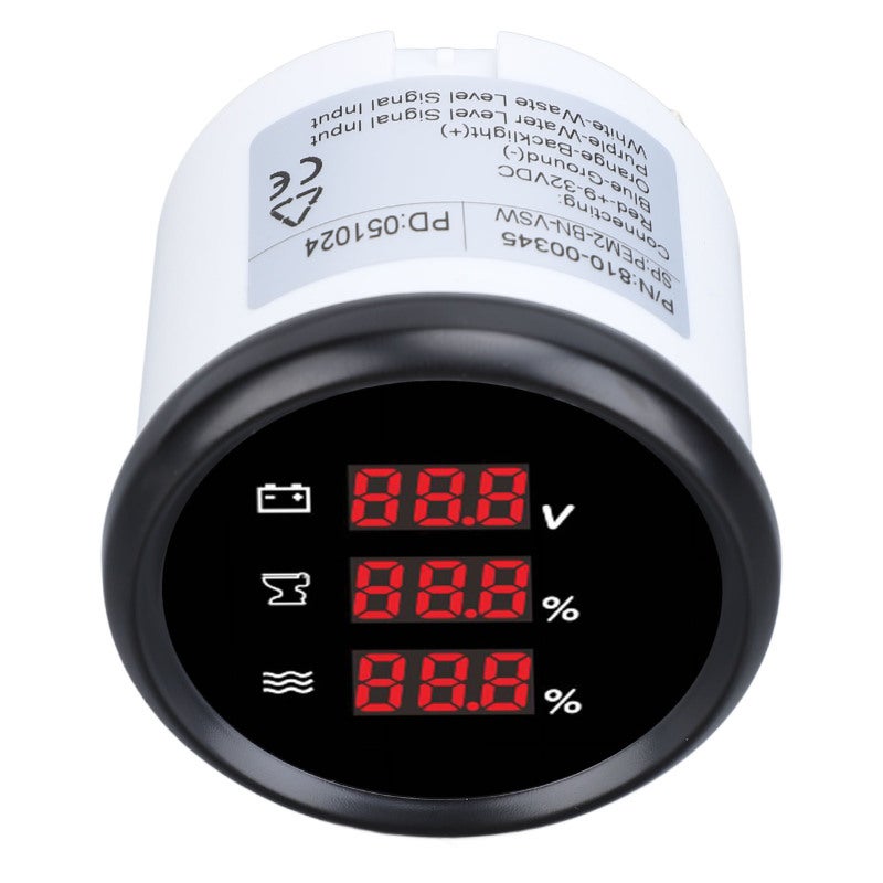 Digital Sewage Water Level Voltage Gauge 52mm IP67 Waterproof Fog Resistant - Red Backlight Multifunctional Voltmeter for Marine Vehicles - Image 4