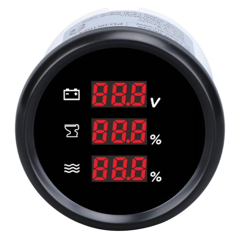 Digital Sewage Water Level Voltage Gauge 52mm IP67 Waterproof Fog Resistant - Red Backlight Multifunctional Voltmeter for Marine Vehicles - Image 3