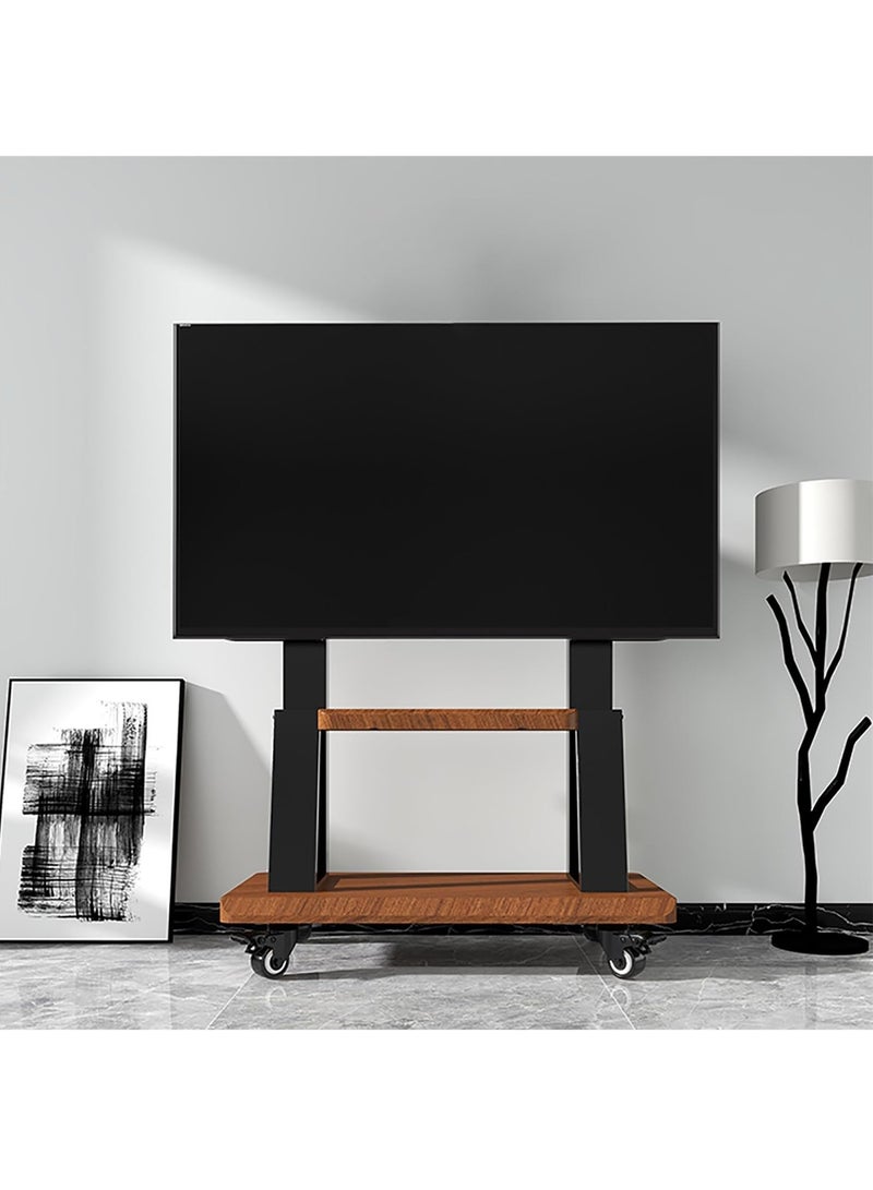فلاشهوك حامل تلفزيون متنقل مع عجلات، حامل تلفزيون أرضي من الفولاذ لتلفزيون مقاس 32-70 بوصة، أقصى حد VESA: 600*400 مم، يتحمل حمولة 50 كجم - أسود - Image 1