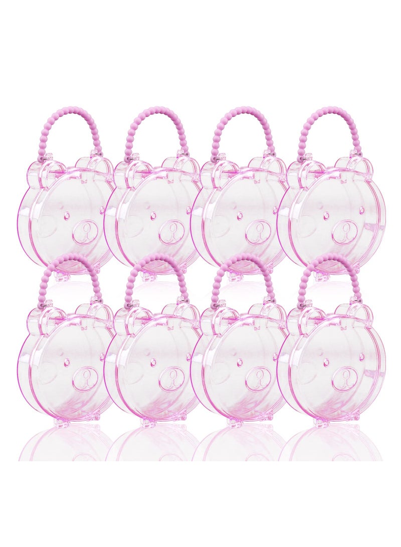 8 Mini Clear Plastic Storage Boxes Cute Bear Design Perfect for Beads Crafts Jewelry Kids Small Items  - Image 1