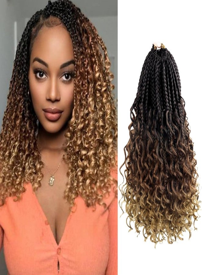 Julen Boho Crochet Braids with Curly Ends 12 Inch Goddess Bohemian Crochet Hair Pre Looped 3X Box Crochet Braids for Black Women Ombre Colors 4-30-27 - Image 1