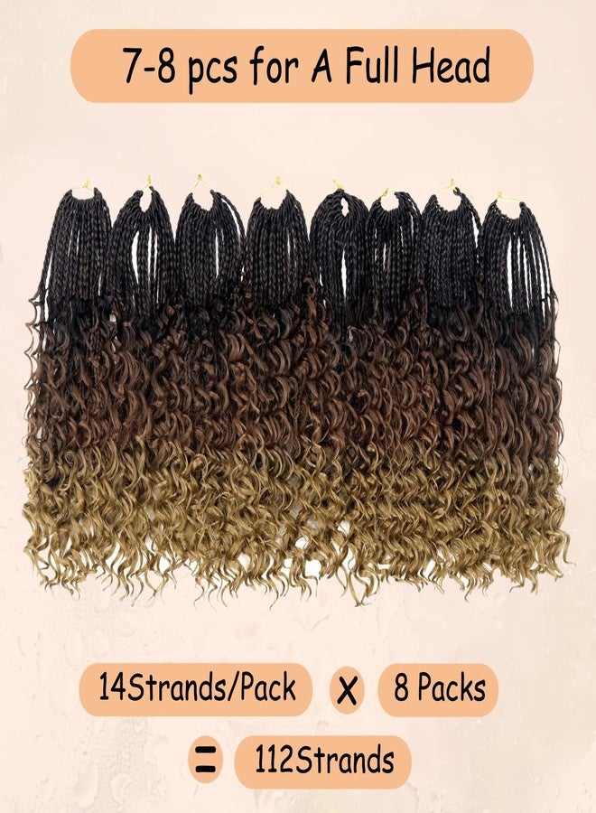 Julen Boho Crochet Braids with Curly Ends 12 Inch Goddess Bohemian Crochet Hair Pre Looped 3X Box Crochet Braids for Black Women Ombre Colors 4-30-27 - Image 2