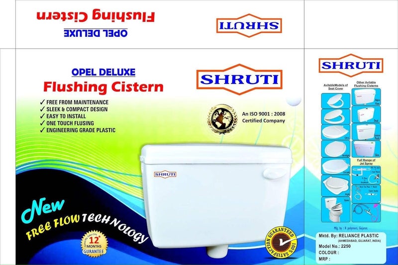 Shruti SHRUTI Combo Product PVC Opel Deluxe Side Handle Flushing Cistern Flush Tank 10.Liter Capacity White with Free SHRUTI ABS Health Faucet Hind Ware Type & Abs Chrome Plated Stand - 2275 White-1175 - Image 4