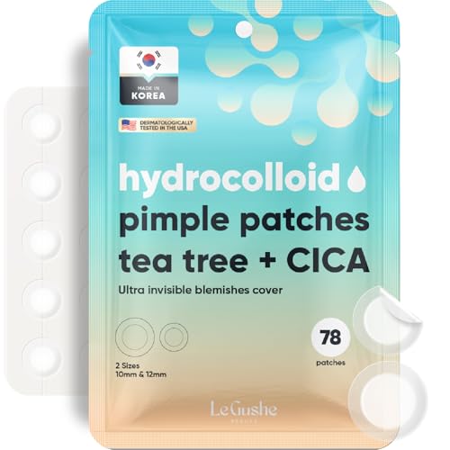 LE GUSHE Korean Pimple Patches for Face 78 Dots  Hydrocolloid Acne Patches with Tea Tree Oil  Invisible Zit Stickers  Dermatologist Tested  Korean Skin Care