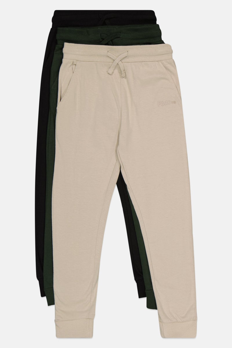 Fudo سروال جوجر للأطفال الأولاد 3 قطع بشعار العلامة التجارية، متعدد الألوان - Image 5